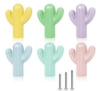 ShipeeKin 6X Colorate Pomelli per Cassetti 32MM forma di cactus in Ceramica Pomelli per Mobili Manopole per Cassetti e Cucine Pomolo per Mobile Pomelli per Porta Mobili da Cucina Camera dei Bambini