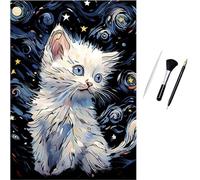 ShipeeKin Luminose Scratch Art 405 x 285 mm A3 Colorata Patinata Carta Immagini da Graffianti per Adulti Bambini con Set di Strumenti (Gatto Bianco)