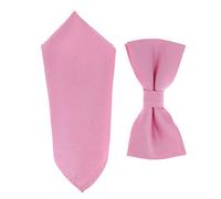 SHIPITNOW Papillon e Fazzoletto da Taschino - 18 colori - Set di 2 pezzi Papillon Uomo e Pochette da Taschino Elegante - Matrimonio e Festa (Rosa)