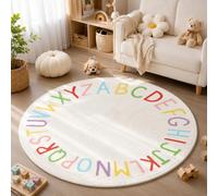 SHIPKEY Tappeti per camerette, tappeti da gioco rotondi per bambini, tappeti alfabetici colorati, tappeti per camerette per bambini, tappeti antiscivolo, tappeti per il soggiorno (120x120cm)