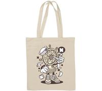 Ships Steering Wheel The Helm Sailor Captain Art Borsa tote in cotone naturale bianco