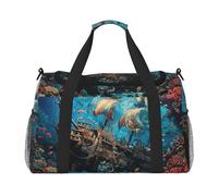 Shipwreck Under The Sea Travel Duffle Bag Ocean Fish Gym Pernottamento Weekender Bag per uomo donna leggero bagaglio a mano per allenamento vacanza