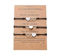 ShiQiao Spl Braccialetti coordinati per la festa della mamma da figlia per ragazze 3 generazioni, per nonna, mamma, nipote, regalo di compleanno, 3 pezzi, Acciaio inossidabile
