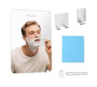 SHIQUAN Specchio da Barba per Doccia, 25x18cm Doccia Antiappannamento, Bagno Specchio Trucco, Adatto per La Doccia, I Viaggi e Il Campeggio（Include Due Ganci in Acciaio Inox）