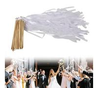 Shirene Bacchette Magiche da Matrimonio con Campana,30 Pezzi Bacchette Sposa a Nastro Pizzo Bianco Bacchette di Seta da Matrimonio Bacchette da Sposa per Matrimoni,Compleanni,Decorazioni per Feste