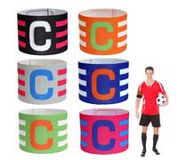 Shirene Capitani Bracciale,6 Pezzi Sport Fascia da Braccio Capitan Diversi Colori Calcio Retrattile Standard C Elastica Fasce da Calcio per Senior Junior Calcio Sport Capitano Adulti Giovani Calcio