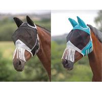 Shires Maschera antimosche a rete fine con frangia per naso - Teal Pony