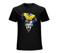 Shirt Jeeg Robot Steel Grid Shirt Men Short Sleeve T-Shirt Black L