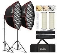 Shirtal Softbox - Kit di illuminazione per fotografia, 94 cm, Octange, Softbox, con griglia a nido d'ape, 110 W, 2700 K-6500 K, 11000 Lux dimmerabile, lampada prismatica a LED e telecomando,