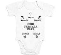Shirtgeil Body Neonato Manica Corta Puoi farcela papà Testa Braccio Gamba Regalo papà 0-3 Mesi Bianco