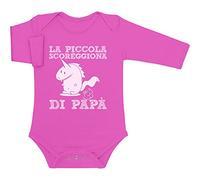 Shirtgeil Body Neonato Manica Lunga Idea Regalo Divertente La Piccola scoreggiona di papà 3-6 Mesi Rosa Wow