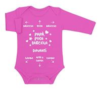 Shirtgeil Body Neonato Manica Lunga papà Regalo tenero per Il papà - papà puoi farcela 3-6 Mesi Rosa Wow