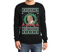 Shirtgeil Buon Chrithmith Divertente Abbigliamento Natalizio di Mike Tyson Felpa/Maglione da Uomo Large Nero