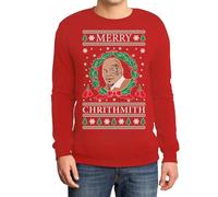 Shirtgeil Buon Chrithmith Divertente Abbigliamento Natalizio di Mike Tyson Felpa/Maglione da Uomo Large Rosso