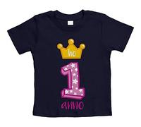Shirtgeil Buon Compleanno Ho 1 Anno - Corona da Principessa Maglietta Neonato Unisex 12-18 Mesi Navy