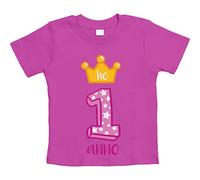 Shirtgeil Buon Compleanno Ho 1 Anno - Corona da Principessa Maglietta Neonato Unisex 12-18 Mesi Rosa