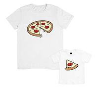 Shirtgeil Coppia Maglie per papà e Figlio-Figlia Divertente - Pizza papà Bianco Large-Bambini Bianco 18-24 Mesi