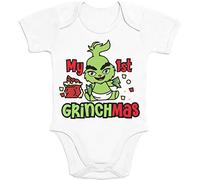 Shirtgeil My 1st Grinchmas Grinch corpo natalizio regalo Body neonato manica corta 6-12 Mesi Bianco