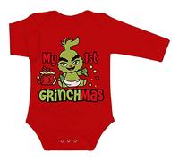 Shirtgeil My 1st Grinchmas Grinch corpo natalizio regalo Body neonato manica lunga 3-6 Mesi Rosso
