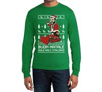 Shirtgeil Regalo per Lui Natale Salvini Lega Nord Ruspa Italiani Maglia Uomo Manica Lunga X-Large Verde