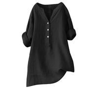 Shirts for Women Buttons V Neck Long Sleeve Tops Dressy Blouses Casual Loose Comfy Tunic Clothes Space Girl Costume da donna, Nero , XXL