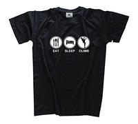 Shirtzshop - Maglietta con Scritta Eat Sleep - Mangiare Dormire Arrampicata, Unisex, T-Shirt Eat Sleep - Essen Schlafen Klettern, Nero, L
