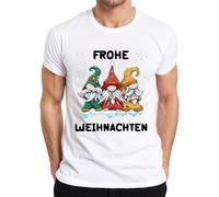 Shirtzshop - Maglietta da uomo con scritta "Frohe Weihnachten GNOME Gnome, motivo, bianco, XL