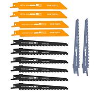 shirylzee Lame per Sega a Gattuccio 12 Pezzi, Realizzato in HSS e Cr-V, Universale Lama per sega alternativa per Taglio Metallo e Legno(12 Pezzi)