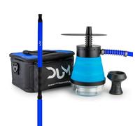 Shischa da viaggio DUM Fisarmonica portatile con vaso in silicone pieghevole, camino in ceramica, LED multicolore, tubo morbido touch e borsa per il trasporto (blu)