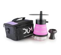 Shischa da viaggio DUM Fisarmonica portatile con vaso in silicone pieghevole, camino in ceramica, LED multicolore, tubo morbido touch e borsa per il trasporto (malva)