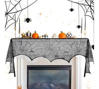 Shitafe Ragnatela per caminetto - Ragnatela pizzo nero - Tovaglietta decorativa per casa fantasma film horror sera dolce o buffet