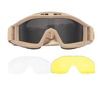 SHITOOMFE GOGGLE AIRSOFT ANTI FOG, GOGGLE AIRSOFT SICUREZZA REGOLABILE ANTI FOG con 3 lenti intercambiabili per il ciclismo da caccia