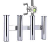 SHITOOMFE Porta dell'asta, porta a canne da pesca, supporto per acciaio inossidabile a 4 tubi montato parete per campeggiatori di yacht per barche marine campeggiatori