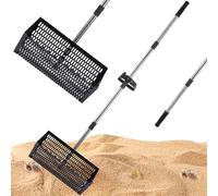 SHITOOMFE Racconciatura delle pulci di Sabbia, rastrello di Sabbia di Grado Commerciale con Manico ergonomico Lungo e Denti da squalo, per Raccogliere pulci e Conchiglie, pulce per la Spiaggia