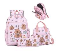 SHITOOMFE Zaino Kawaii, 3 pezzi/set Zaino Capybara per bambini, simpatico set Kawaii con borsa per il pranzo e astuccio, divertente borsa da viaggio per laptop con cartoni animati per uscire