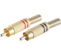 shiverpeaks -BASIC-S--RCA giunto metallo placcato oro 6mm SET di 4 rosso nero (BS52020-SET) NEW