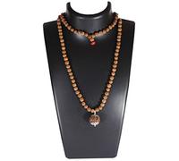 SHIVOHAM 9 Mukhi Guru Mani/Bead (5 Mukhi Rudraksha Mala 108+1 perline) Silver Cap - Lab Certified