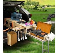 SHIWAGIN Overland Kitchen Slide Out System All in One Campeggio Cucina Campeggio Box con Lavello, Tagliare e Cucinare Tavolo da Campeggio Pieghevole per SUV, Auto Cucina, Bagagliaio Auto Cucina