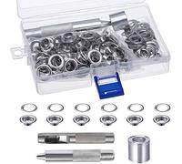 Shiwaki 100 PCS Silver Grommet Tool Kit, Grommet Setting Tool And 100 Sets Grommets Eyelets with Storage Box (12mm Inside Diameter)