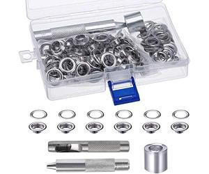 Shiwaki 100 PCS Silver Grommet Tool Kit, Grommet Setting Tool And 100 Sets Grommets Eyelets with Storage Box (12mm Inside Diameter)
