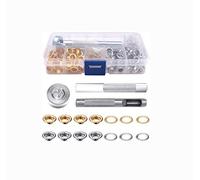 Shiwaki 100 Sets Metal Grommets,6mm Eyelets Punch Kit with 3pcs Installation Repair Tools for Tarpaulin Fabric Leather DIY Projects