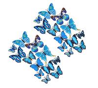 Shiwaki 24pcs Simulazione 3D Farfalla Tridimensionale Magnete Adesivo da Parete Decorazione Frigorifero Adesivo Decorazione della casa (Blu)