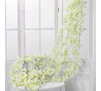 Shiwaki 2PCS 180 cm / 70 Pollici Fiore Artificiale Fiore di ciliegio Rattan Matrimonio Fiore di ciliegio Decorazione Corda Rattan Appeso Fiore Decorativo Fiore di ciliegio Rattan-Bianco