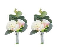 Shiwaki 2pcs Forniture per Matrimoni Decorazione Ragazza Damigella d'Onore Fiore all'occhiello Prom Party Corpetto Decorazione di Nozze Regalo (Bianco)
