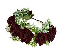 Shiwaki Ghirlanda Fatta a Mano Copricapo Testa Fascia Fiore Fascia per Capelli Vacanza al Mare Accessori da Sposa Damigella d'Onore Ragazza Testa di Flanella Fiore (Borgogna)