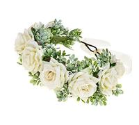 Shiwaki Ghirlanda Fatta a Mano Copricapo Testa Fascia Fiore Fascia per Capelli Vacanza al Mare Accessori da Sposa Damigella d'Onore Ragazza Testa di Flanella Fiore (Bianco)