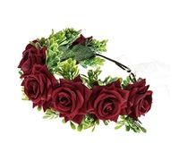 Shiwaki Ghirlanda Fatta a Mano Copricapo Testa Fascia Fiore Fascia per Capelli Vacanza al Mare Accessori da Sposa Damigella d'Onore Ragazza Testa di Flanella Fiore (Rosso)
