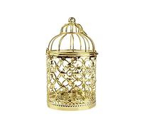 Shiwaki Lanterna a Gabbia per Uccelli da Appendere a tealight in Metallo Dorato, centrotavola Decorativi Vintage di Matrimoni e Feste, portacandele per Festival, Decorazioni per la casa