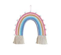 Shiwaki Rainbow Wall Decor Hanging Room Boho Small Tapestry, Woven Decorative with Tassel, Soft Cotton Rope Cute Wall Art Backdrop(Blue)