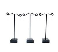 Shiwaki Set 3 Pezzi Espositore in Acrilico, Espositore per Piccoli Oggetti da appoggio, Espositore in Stile T, Stoccaggio Domestico, Espositore per Merchandising (Nero)